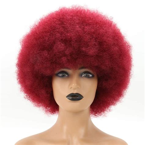 Inches Short Afro Wig For Black Women Natural Hair Synthetic Ginger Big Afro Wig 70s Bouncy And