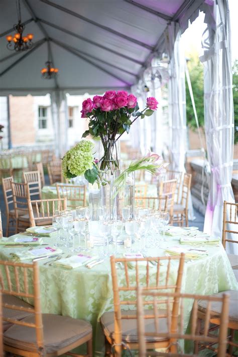 Hot Pink Roses As Wedding Reception Centerpieces