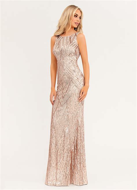 Champagne Robe Maxi Champagne Sequins Robes Azazie