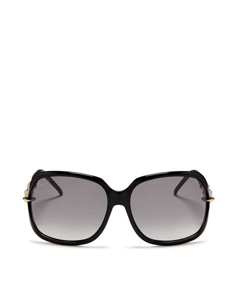 gucci marina chain temple sunglasses in black lyst