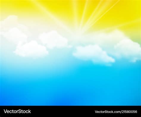 Sunshine Sky Abstract Yellow Blue Clouds Vector Image