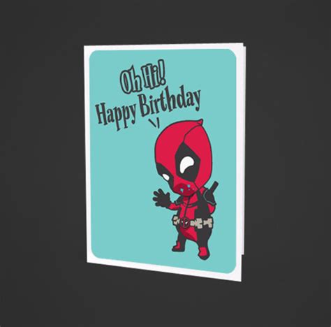 Deadpool Birthday Card Comic Illustration Printable Cute Funny Etsy