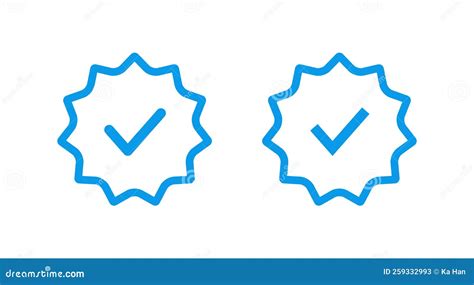 Blue Verified Badge Icon Vector In Line Concept Stock Vector