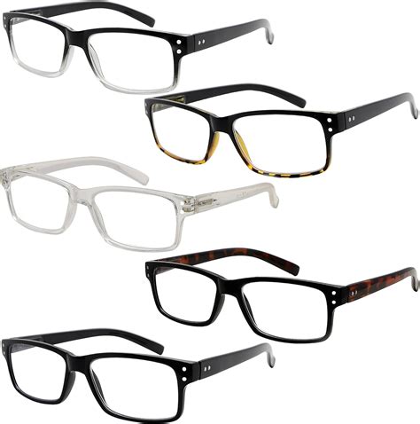 eyekepper 5 pack reading glasses for men includes clear frame readers spring hinges classic