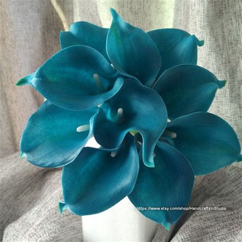 Calla Lily Bouquet Flowers Stems Oasis Teal Picasso Calla Teal