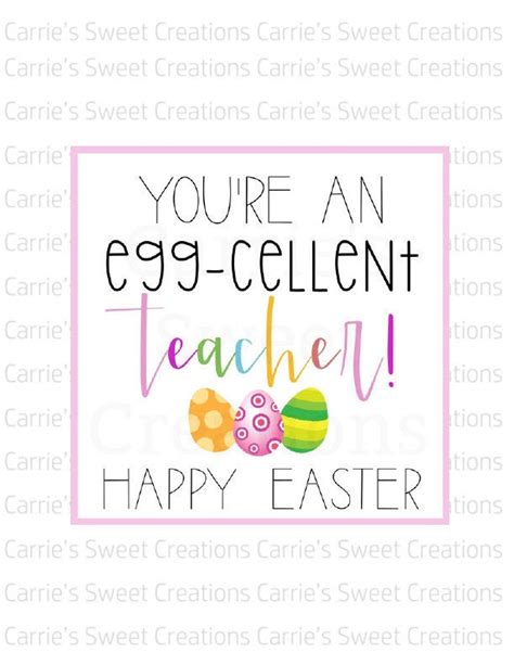 Easter Teacher Printable Tags Youre An Eggcellent Etsy Teacher