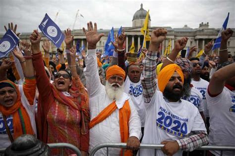 hundreds turn out to support and counter pro khalistan rally in uk