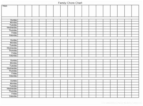 Blank Printable Chore Charts Inspirational Chores Calendar Template