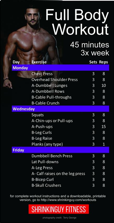 Routine Full Body Workout Plan Fitness Body Total Body Workout