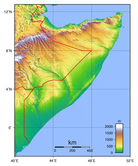 Large Topographical Map Of Somalia Somalia Africa Mapsland Maps