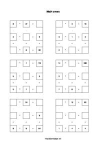 Math cross puzzle 3×3 with multiplication worksheet - Planet Psyd
