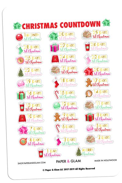 Gold Foil Christmas Countdown Planner Stickers Paper And Glam
