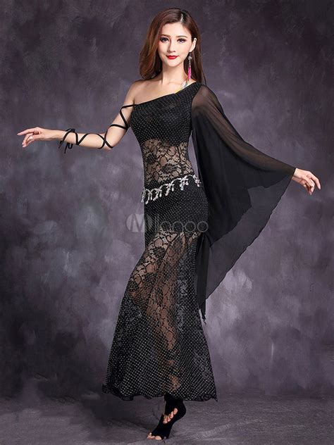 Belly Dance Costume Black Lace Dress Bollywood Dance Costume