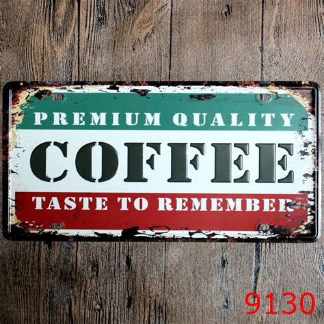Premium Quality Coffee Pub Decor Wall Sticker Tin Sign Metal License