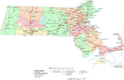 Massachusetts Cities And Towns Map World Map