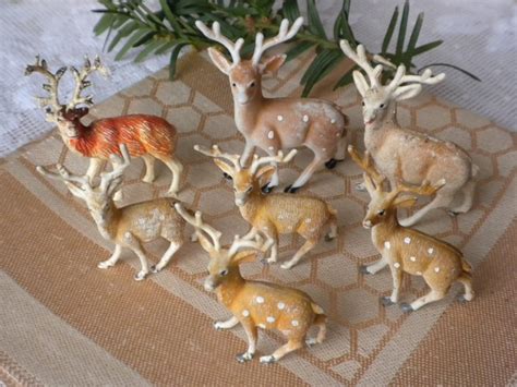 Vintage Miniature Deer Figurines Made In Hong Kong Hand Etsy