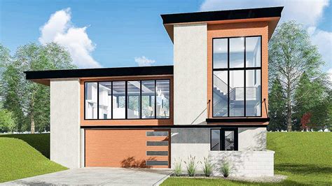 24 House Plan Inspiraton Modern House Plan With Drive Under Garage Vrogue