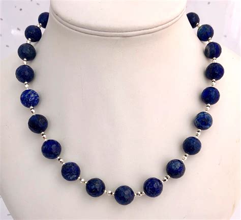Lapis Lazuli Necklace Navy Blue Necklace Dark Blue Gemstone Necklace Semi Precious Natural S