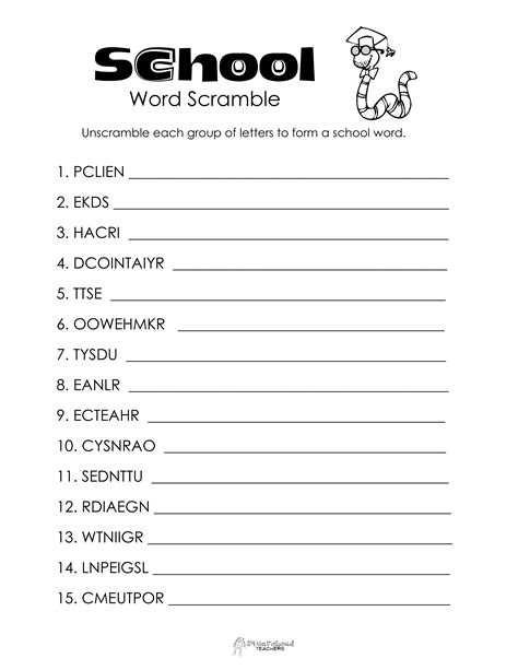 School Word Scramble Unscramble Words Jumbled Words Super Teacher