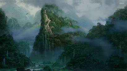Jungle Alien Forest Background Misty Fantasy Mist