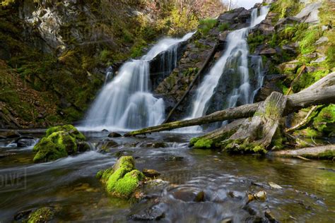 Waterfall Over Moss Covered Rocks Fernie British Columbia Canada