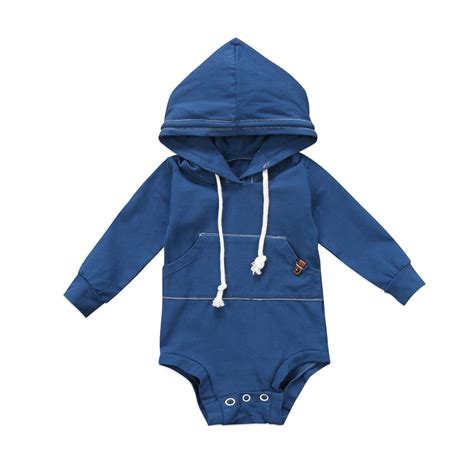 2017 Toddler Infant Baby Kids Hooded Bodysuit Tops Babies Solid Cool