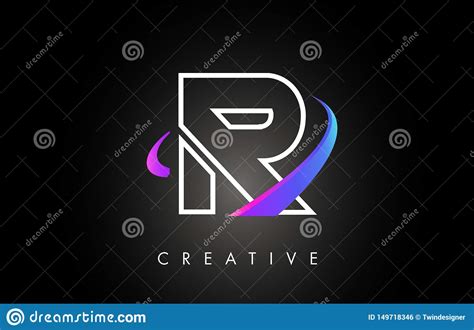 R Trendy Modern Letter Logo Design Monogram And Creative Swoosh On