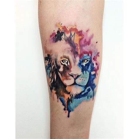 Maybe you would like to learn more about one of these? Pin by Rebecca Indhira on Tattoos | Watercolor lion tattoo ...