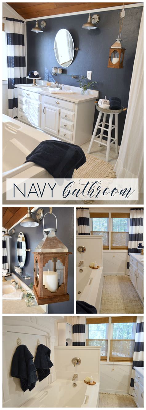 Navy Blue Cottage Bathroom Makeover Fox Hollow Cottage