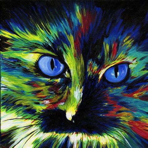 Abstract Cat Art Canvas Cat Print Colorful Cat Art Cat Art Print