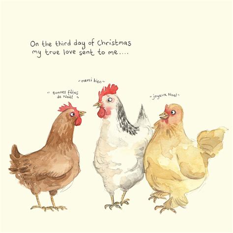 Three French Hens Christmas Card Funny Christmas Card 3rd Etsy Uk