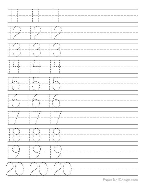 Free number tracing worksheets