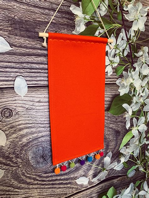 Large Tall Pin Banner Orange Enamel Pin Display With Colorful Pom Pom