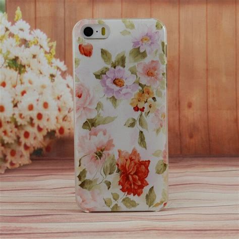 Beautiful Flower Design Painted Hard Black Cover Case For Iphone 5 5s