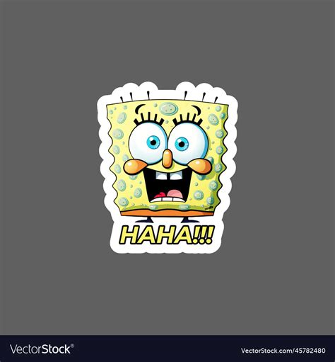 Sticker Of Spongebob Funny Haha Royalty Free Vector Image