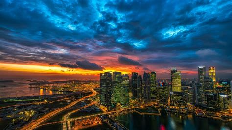 Singapore Evening Cityscape 4k Ultra 高清壁纸 桌面背景 3840x2160 Id