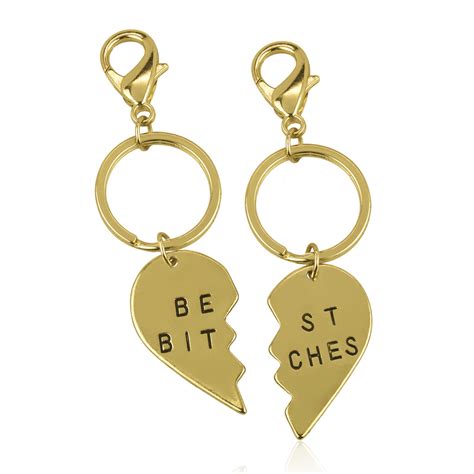 Best Bitches Bff Best Friends Forever Matching Keychain Set 2 Pc