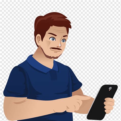 Man Holding Smartphone Mobile Phones Cartoon Telephone Play The Man