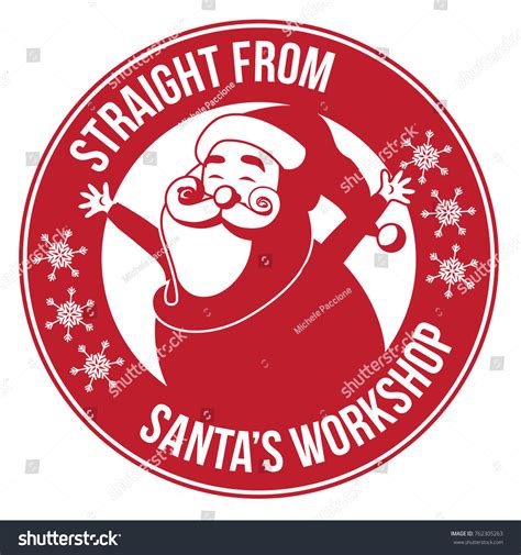 Santas Workshop Stamp Sticker Logo Design Stock Vector 762305263
