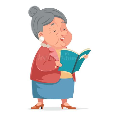 Book Reading Grandmother Old Woman Granny Character Adult