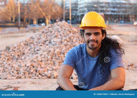 Strong Construction Worker Looking At Camera Stock Image Image Of