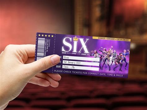 Six Musical Printable Ticket Surprise Broadway West End T Ticket