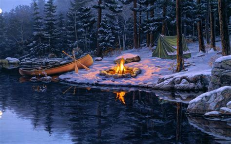 Winter Camping Serenity Hd Wallpaper