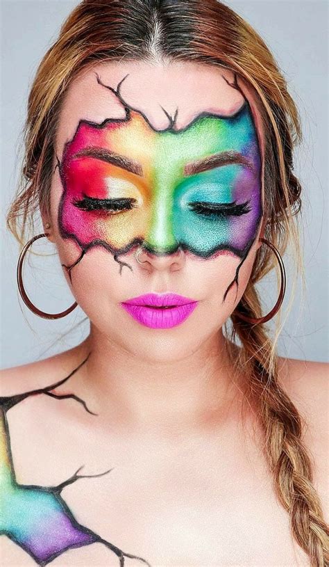 Full Face Trendy Makeup Ideas Shattered Face Colorful Makeup Face