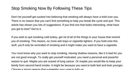 Stop Smoking Now By Following These Tipsvoxmipdfpdf Docdroid