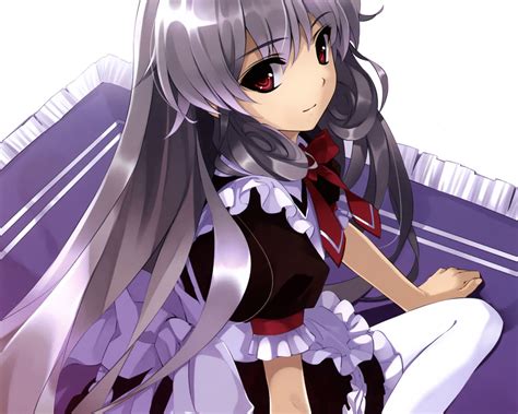 Maids Long Hair Red Eyes Visual Novels Thigh Highs