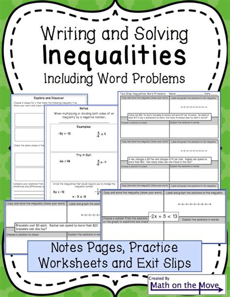Here's the place to start. Inequalities - Notes and Practice (Includes Word Problems ...