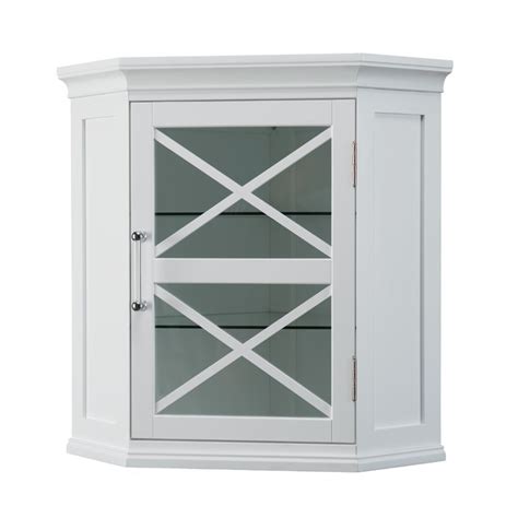 Elegant Home Fashions Blue Ridge Corner Wall Cabinet In White Elg 630