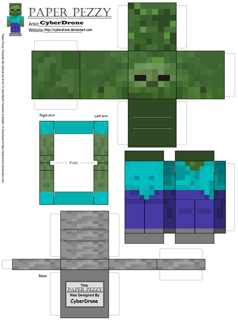 Zombie Minecraft Paper Craft Model Free Printable Papercraft Templates