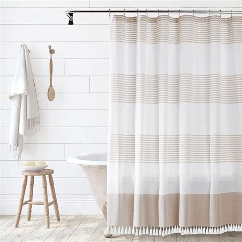 Extra Long Shower Curtain Beige Shower Curtain Tassel